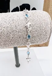 bracelet maille dauphins en argent orné des quartz bleu forme navette argent 925 millième (22 ct) 6,63g