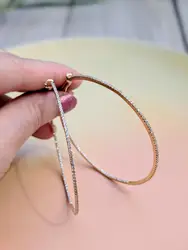 boucles d'oreilles grandes créoles en or entièrement serties de petits diamants or 750 millième (18 ct) 11,16g