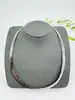collier gourmette plate en acier inoxydable noir argenté