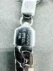 collier gourmette plate en acier inoxydable noir argenté