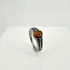 bgac bague chevalière avec pierre oeil de tigre ovale en acier argenté t67