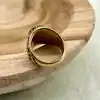 bgac bague chevalière avec pierre oeil de tigre ovale en acier doré t64