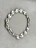brac beacelet chaîne maille grain de café en acier argenté l23 cm