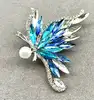broche broche papillon blue pavé d'oxydes en métal argenté t4,5 x 6 cm