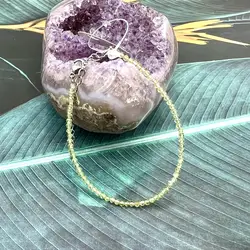clpi bracelet billes en pierre péridot d2mm et métal argenté l16-22 cm