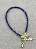 clpi bracelet billes en pierre saphir d3mm et métal doré l16-22 cm
