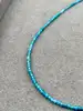 clpi collier billes en pierre apatite d3mm et métal argenté l40-46 cm