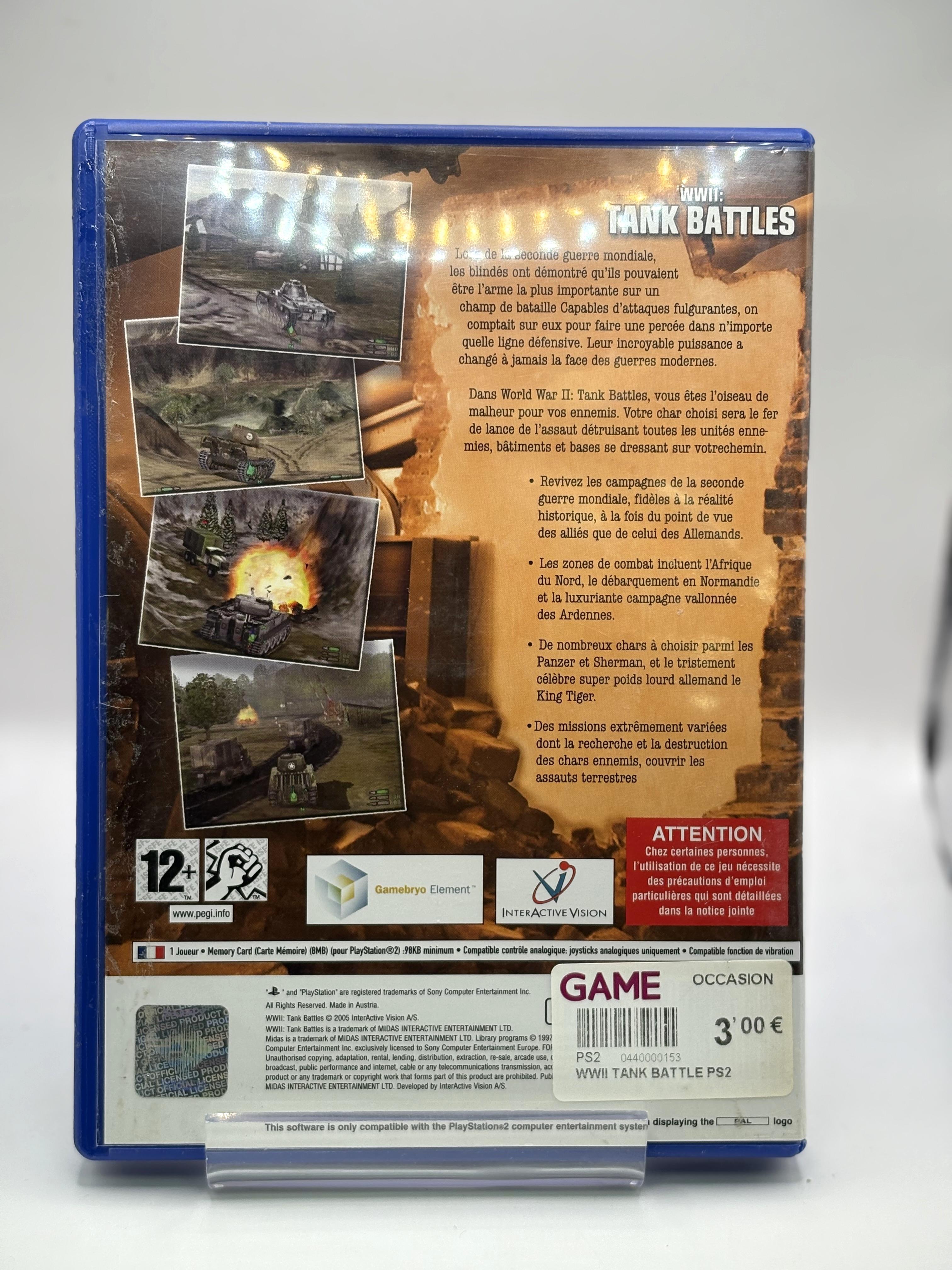 Jeu Ps2 WwII - Tank Battles