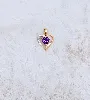 pendentif 2 ors forme coeur centré d'une améthyste entourée de petits diamants or 750 millième (18 ct) 1,02g