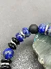 bracelet élastiqué en pierre lapis lazuli,onyx,onyx mat et acier d10mm