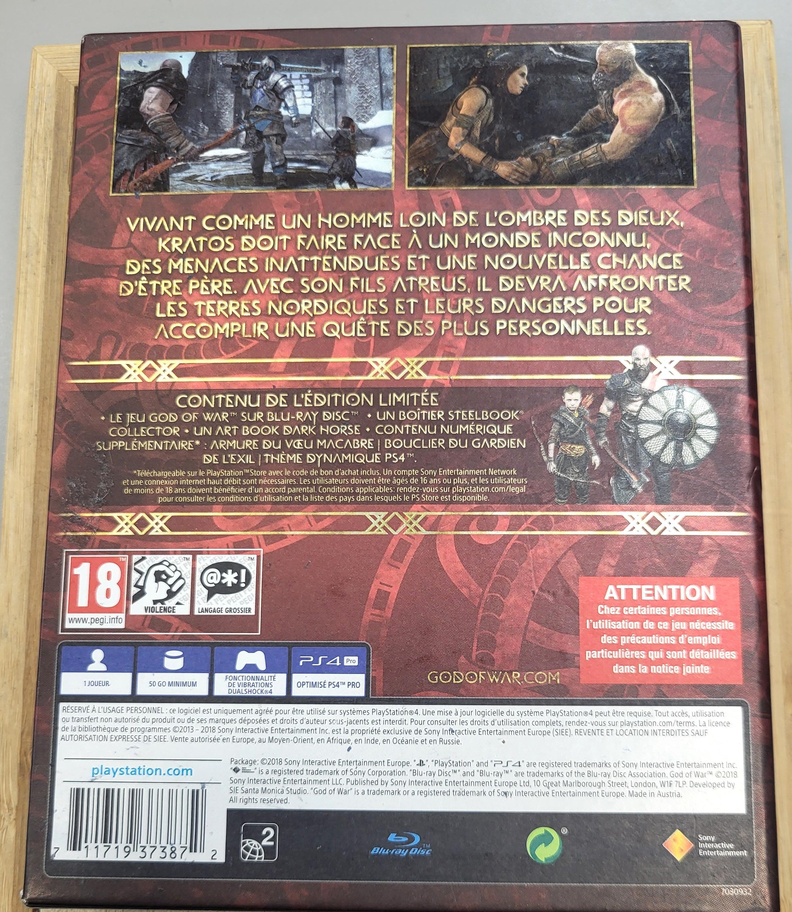Jeu Ps4 God Of War Edition Limitée