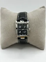 montre lanvin np11 mouvement quartz avec cadran noir et bracelet en cuir