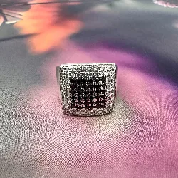 bague argent carrée pavée noir et blanc argent 925 millième (22 ct) 7,91g