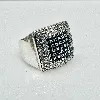 bague argent carrée pavée noir et blanc argent 925 millième (22 ct) 7,91g