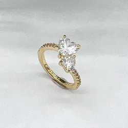 bague pandora scintillante cœur double métal doré