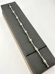 bracelet en argent souple avec tubes et perles l19,5cm argent 925 millième (22 ct) 7,8g