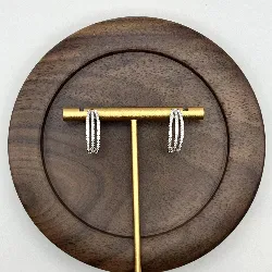 1500310 boucles d'oreilles motif 3 lignes d'oxydes argent 925 millième (22 ct) 4,1g argent 925 millième (22 ct) 4,1g