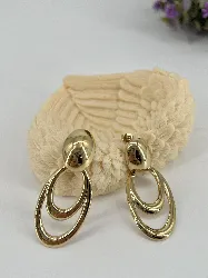 3120309 boucles d'oreilles pendantes ovales en acier doré