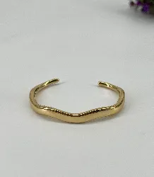 31225562 bracelet jonc motif vague en acier doré