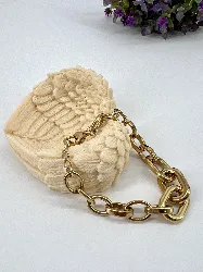 31228719 bracelet maille forçat en acier doré