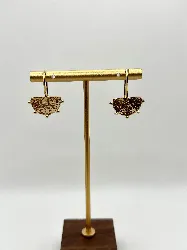 330225 boucles d'oreilles demi-lune martelée avec perles