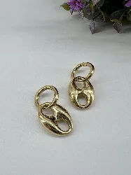 3604409 boucles d'oreilles créoles avec pendantif en maille marine en acier doré