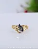 bague 2 ors sertie de 3 saphirs forme navette et 1 petit diamant or 750 millième (18 ct) 1,6g