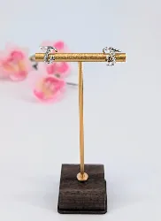 boucles d'oreilles modernisées en or blanc serties de petits diamants or 750 millième (18 ct) 1,89g