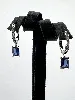 boucles d'oreilles pandora créoles rectangle scintillant bleu argent 925 millième (22 ct) 3,32g
