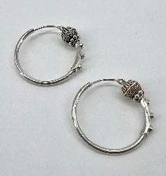 boules d'oreilles créoles avec décoration en filigrane d3,3 cm argent 925 millième (22 ct) 8,29g