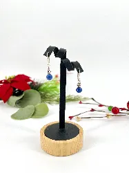 boules d'oreilles pendantes avec lapis lazuli t0,8 x 3,5 cm argent 925 millième (22 ct) 3,36g