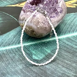 brpi bracelet billes en pierre de lune facetée d3mm et métal argenté l16-22 cm