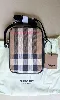 sac à bandoulière / sacoche burberry paddy motif check en coton marron multicolore et cuir noir