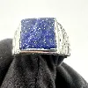 111414 bague chevalière motifs lignes ornée d'un lapis-lazuli carré t70 argent 925 millième (22 ct) 7,66g argent autre 7,5g