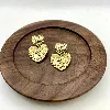 3127309 boucles d'oreilles pendants coeurs martelés en acier doré t2,2 x 3 cm