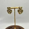 3127309 boucles d'oreilles pendants coeurs martelés en acier doré t2,2 x 3 cm