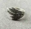 bague argent orné de pierres marcassites t55 argent 925 millième (22 ct) 2,72g