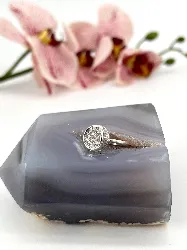 bague en argent ronde pavé d'oxydes t55 argent 925 millième (22 ct) 3,48g