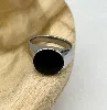 bgac bague chevalière avec onyx ovale en acier