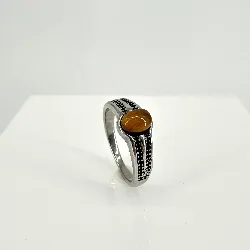 bgac bague chevalière avec pierre oeil de tigre en acier