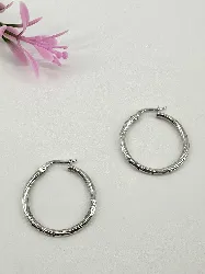 boucles d'oreilles créoles motifs tournants argent 925 millième (22 ct) 2,9g
