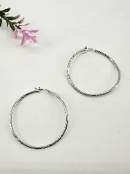 boucles d'oreilles grandes créoles lisse argent 925 millième (22 ct) 6,03g