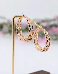 boucles d'oreilles grandes créoles maille chaîne en or rose or 750 millième (18 ct) 10,14g