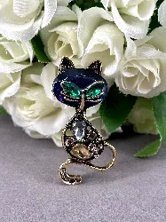 broche chat avec d'oxydes t 2,5 x 6 cm