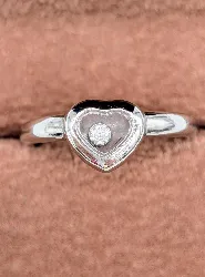 chopard bague happy damonds coeur en or blanc ornée de 1 diamant or 750 millième (18 ct) 4,84g
