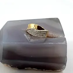 bague bandeau pavé d'oxydes en plaqué or t56,5