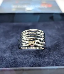 bague mauboussin kiff and kiss en argent et étoile en or pavée de petits diamants argent 925 millième (22 ct) 11,41g