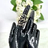 bague motif feuille martelée en acier doré