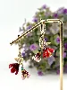 boucles d'oreilles creoles fleurs en émail rouge et rose