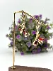 boucles d'oreilles creoles fleurs en émail rouge et rose